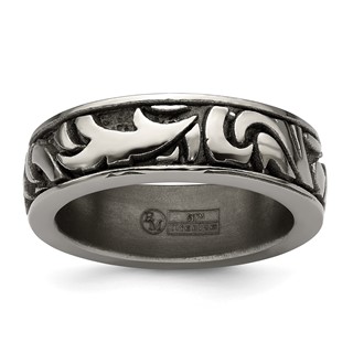 Edward Mirell Titanium Casted Abstract Design 7mm Band