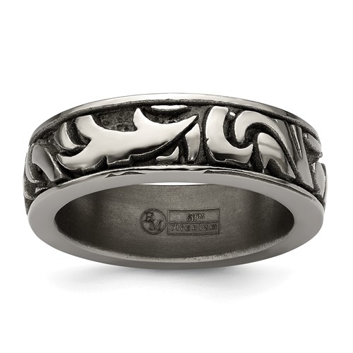 Edward Mirell Titanium Casted Abstract Design 7mm Band