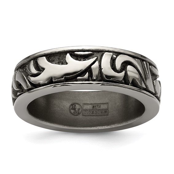 Edward Mirell Titanium Casted Abstract Design 7mm Band