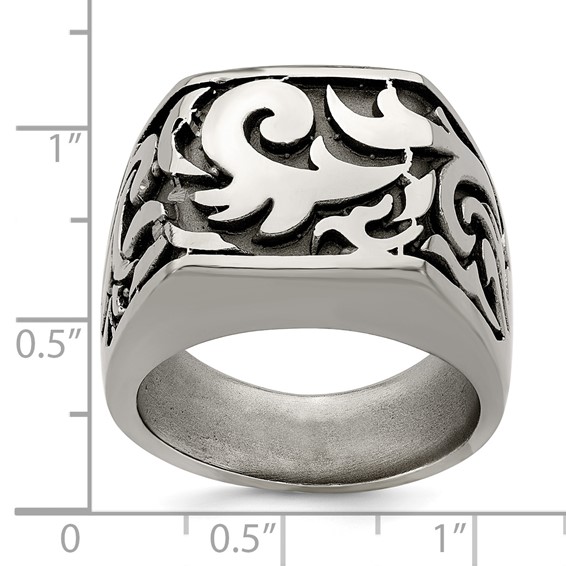 Edward Mirell Titanium Casted Design Signet Ring