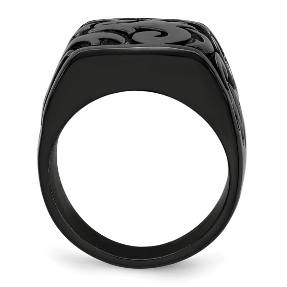 Edward Mirell Titanium Black Ti Casted Design Signet Ring