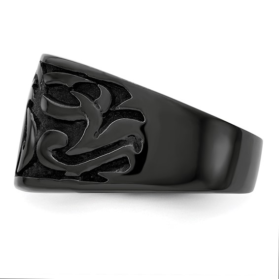 Edward Mirell Titanium Black Ti Casted Design Signet Ring