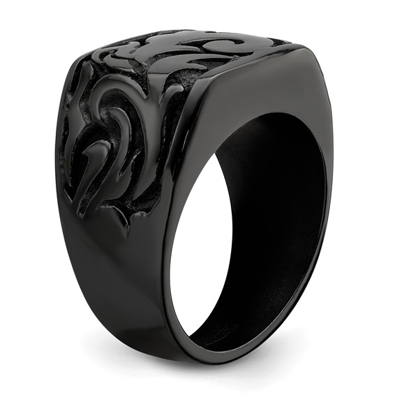 Edward Mirell Titanium Black Ti Casted Design Signet Ring
