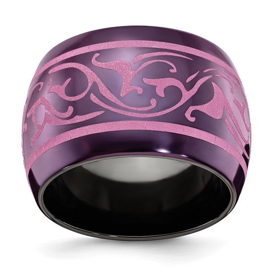 Edward Mirell Black Ti Anodized Pink Domed Band