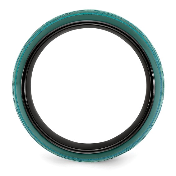 Edward Mirell Black Ti Anodized Teal Domed Band
