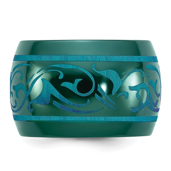 Edward Mirell Black Ti Anodized Teal Domed Band