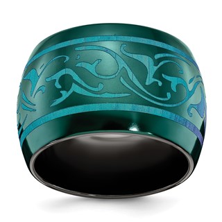 Edward Mirell Black Ti Anodized Teal Domed Band
