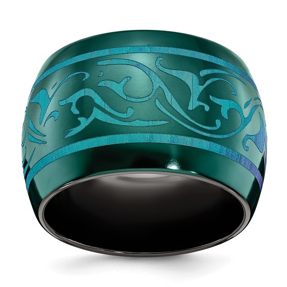 Edward Mirell Black Ti Anodized Teal Domed Band