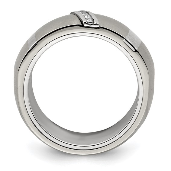 Edward Mirell Titanium & Sterling Silver .10ctw Diamond Ring