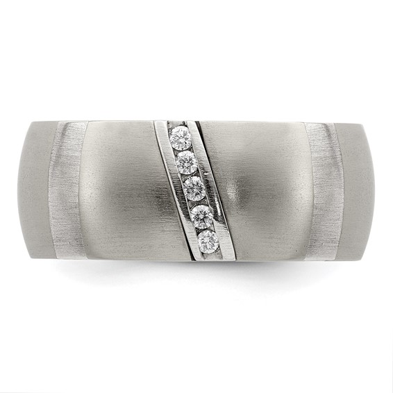 Edward Mirell Titanium & Sterling Silver .10ctw Diamond Ring