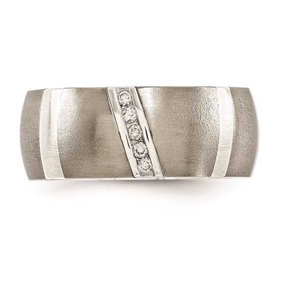 Edward Mirell Titanium & Sterling Silver .10ctw Diamond Ring