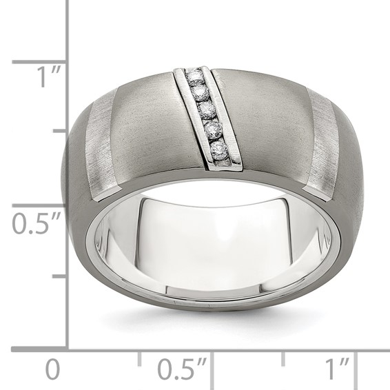Edward Mirell Titanium & Sterling Silver .10ctw Diamond Ring
