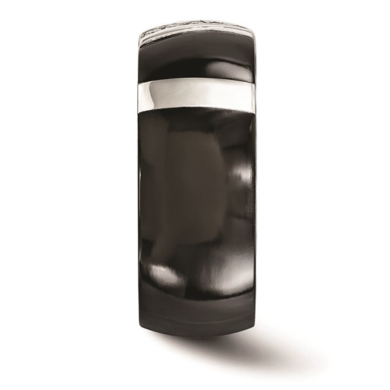 Edward Mirell Black TI & Sterling Silver .10ctw Diamond Polished Ring
