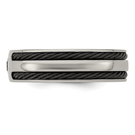 Edward Mirell Titanium Spinel w/Argentium Silver Bezel & Cable 7mm Ring