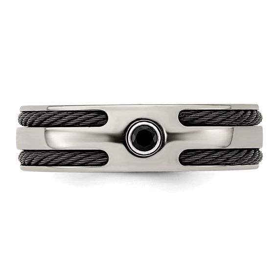 Edward Mirell Titanium Spinel w/Argentium Silver Bezel & Cable 7mm Ring