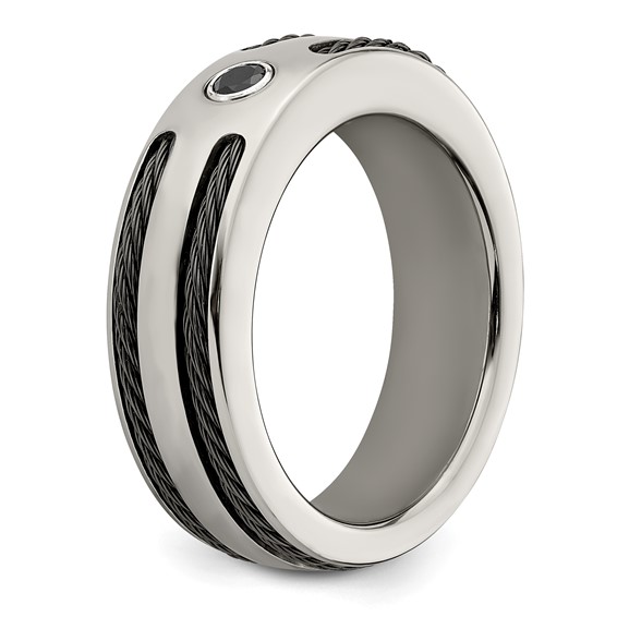 Edward Mirell Titanium Spinel w/Argentium Silver Bezel & Cable 7mm Ring