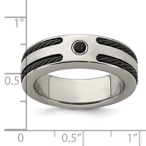 Edward Mirell Titanium Spinel w/Argentium Silver Bezel & Cable 7mm Ring