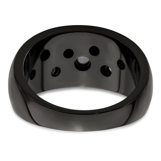 Edward Mirell Black Ti White Sapphire w/Sterling Silver Bezels 12mm Ring