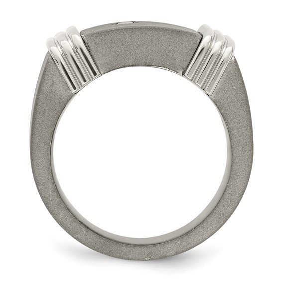 Edward Mirell Titanium & Argentium Sterling Silver Diamond Signet Ring