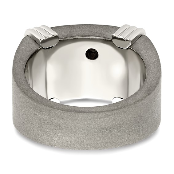 Edward Mirell Titanium & Argentium Sterling Silver Diamond Signet Ring