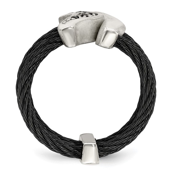 Edward Mirell Black Ti w/Sterling Silver Black Spinel Cable Flexible Ring