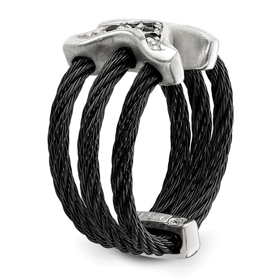 Edward Mirell Black Ti w/Sterling Silver Black Spinel Cable Flexible Ring