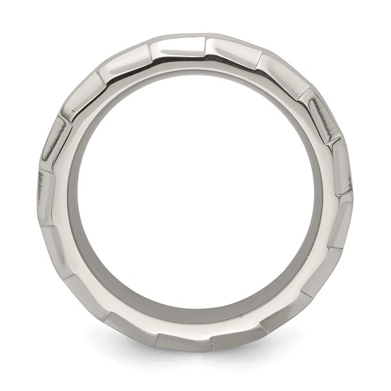 Edward Mirell Titanium Faceted Edge Brushed/Polished 8mm Concave Band Size 10