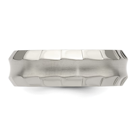 Edward Mirell Titanium Faceted Edge Brushed/Polished 8mm Concave Band Size 10