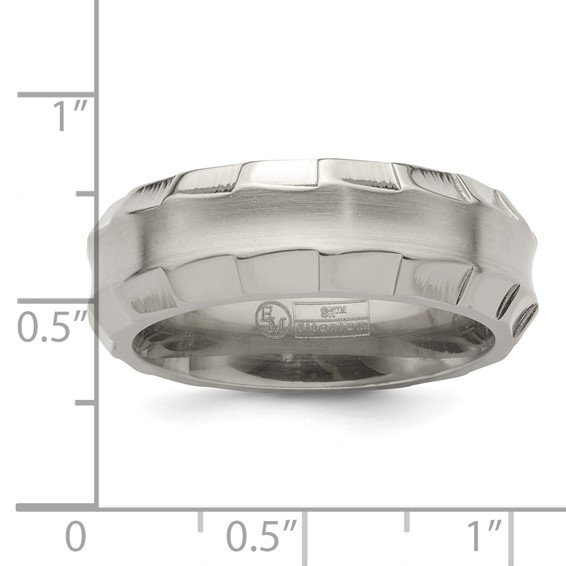 Edward Mirell Titanium Faceted Edge Brushed/Polished 8mm Concave Band Size 10