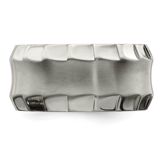 Edward Mirell Titanium Faceted Edge Brushed/Polished 12mm Concave Band Size 10