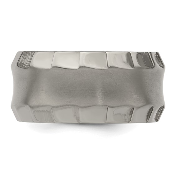 Edward Mirell Titanium Faceted Edge Brushed/Polished 12mm Concave Band Size 10