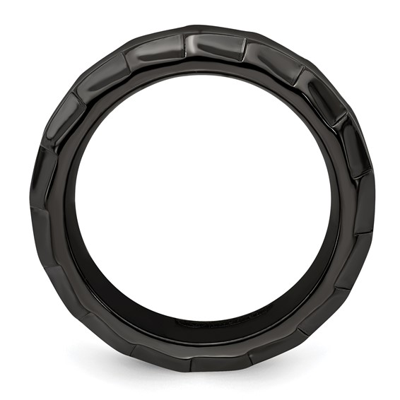 Edward Mirell Black Ti Polished Faceted Edges 8mm Ring