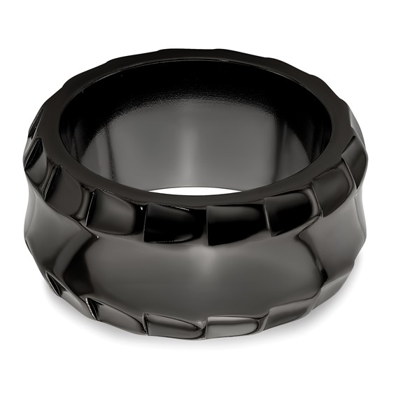Edward Mirell Black Ti Faceted Edges Polished 12mm Ring
