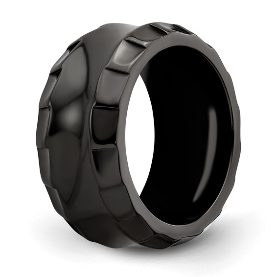 Edward Mirell Black Ti Faceted Edges Polished 12mm Ring
