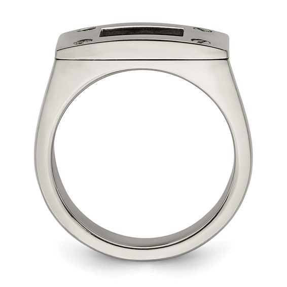 Edward Mirell Titanium Brown Leather Insert Polished Ring