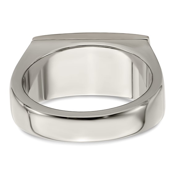 Edward Mirell Titanium Brown Leather Insert Polished Ring