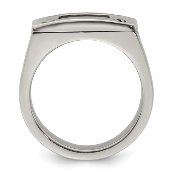 Edward Mirell Titanium Black Leather Insert Polished Ring