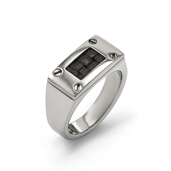 Edward Mirell Titanium Black Leather Insert Polished Ring
