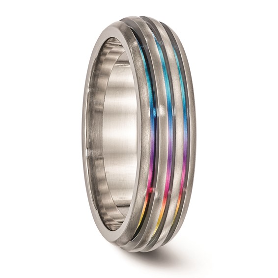 Edward Mirell Titanium Triple Groove Multi-color Anodized Ring