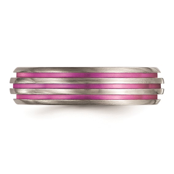 Edward Mirell Titanium Pink Anodized Triple Groove 6mm Band