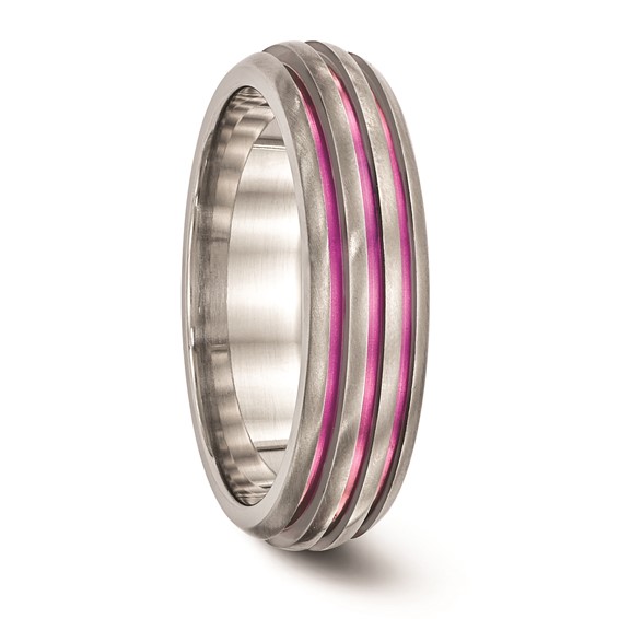 Edward Mirell Titanium Pink Anodized Triple Groove 6mm Band