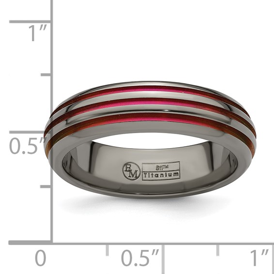 Edward Mirell Titanium Pink Anodized Triple Groove 6mm Band