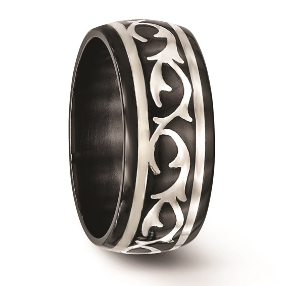 Edward Mirell Black Ti & Sterling Silver Polished Thorn Ring