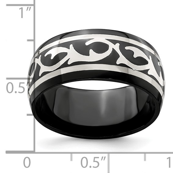 Edward Mirell Black Ti & Sterling Silver Polished Thorn Ring