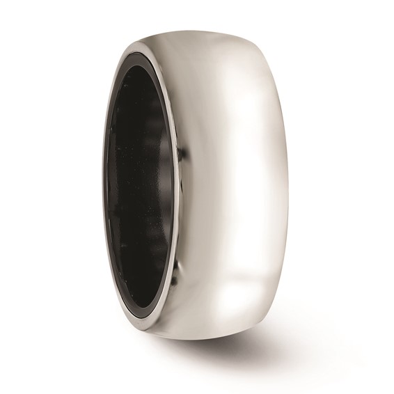 Edward Mirell Black Ti & Sterling Silver Polished Domed Ring