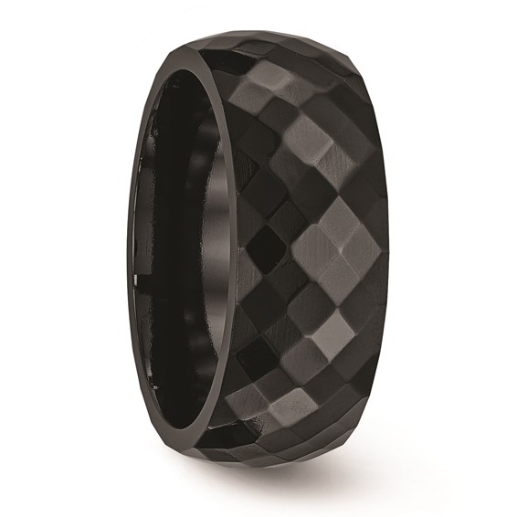 Edward Mirell Black Ti Polished Faceted 9mm Band