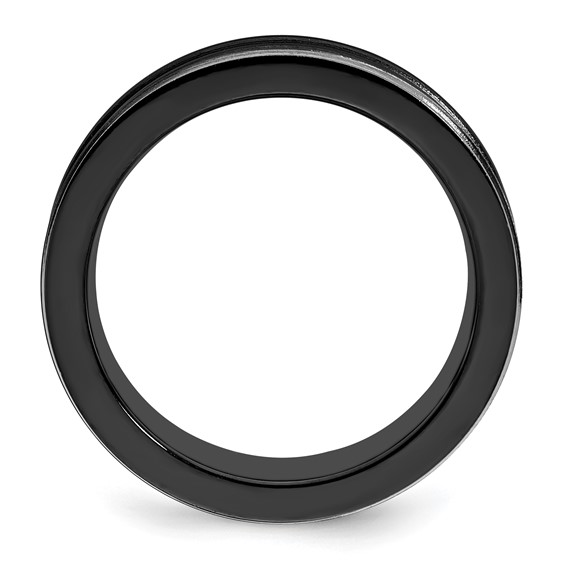 Edward Mirell Black Ti Polished Grooved Concave Ring