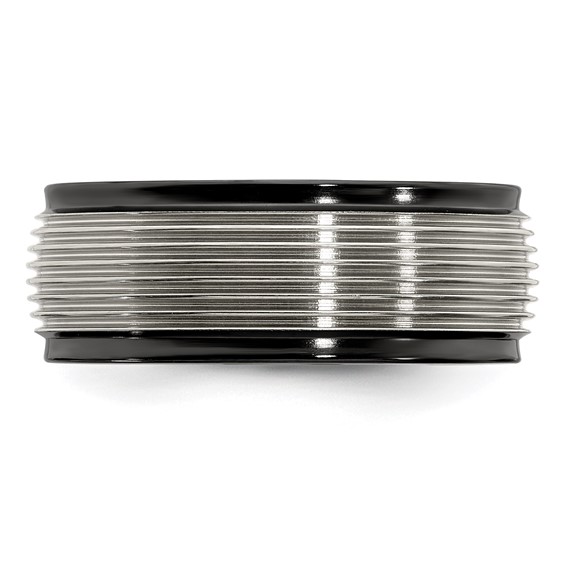 Edward Mirell Black Ti and Titanium Polished Grooved Step Edge 9mm Band