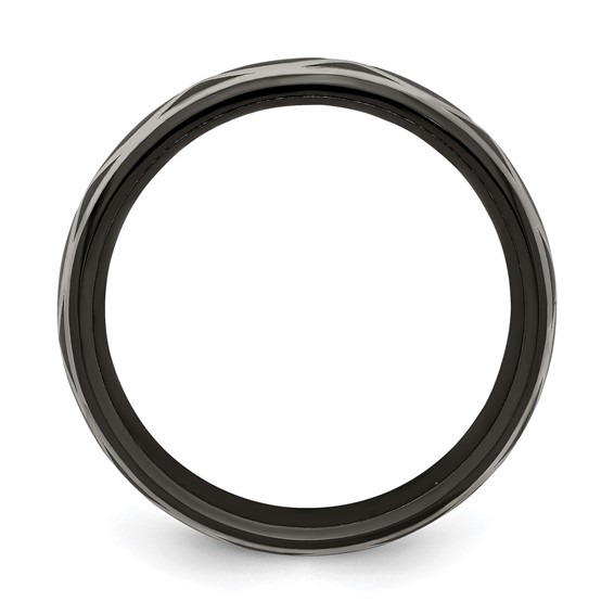 Edward Mirell Black Ti and Argentium Sterling Silver Brushed/Polished Infinity Design 6mm Domed Band