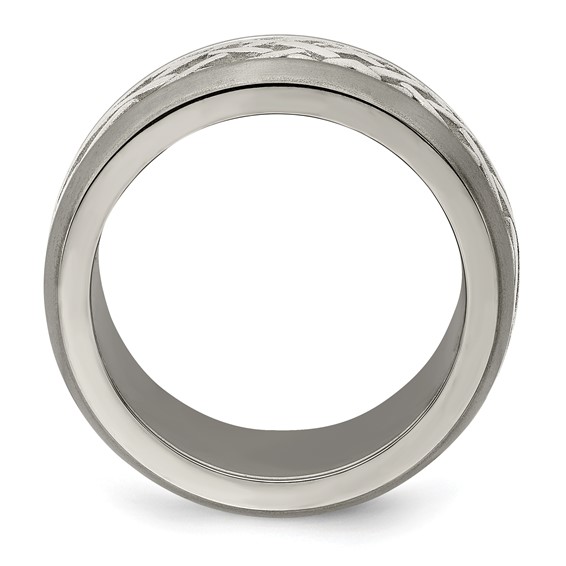 Edward Mirell Titanium & Sterling Silver Inlay Polished Weave Ring